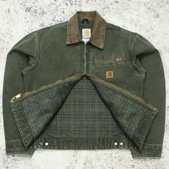 Vintage Carhartt J97 MOS Green Detroit Jacket Size Small - Picture 2 of 16